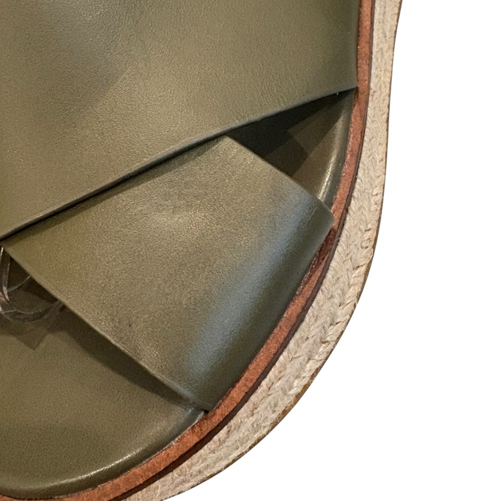 Michael Michael Kors Meryl Leather Criss Cross Espadrille Platform Olive, Sz 8 - Picture 14 of 14